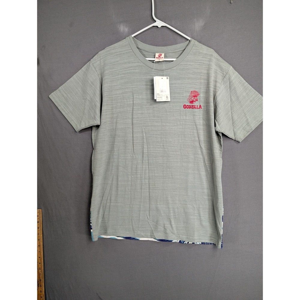 Godzilla Mens Graphic T-Shirt Gray Short Sleeve Crew Neck Slub Knit XXL NWT